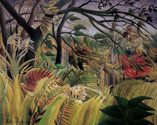 [Rousseau Prints - Surprised, Tiger in a Tropical Storm]
